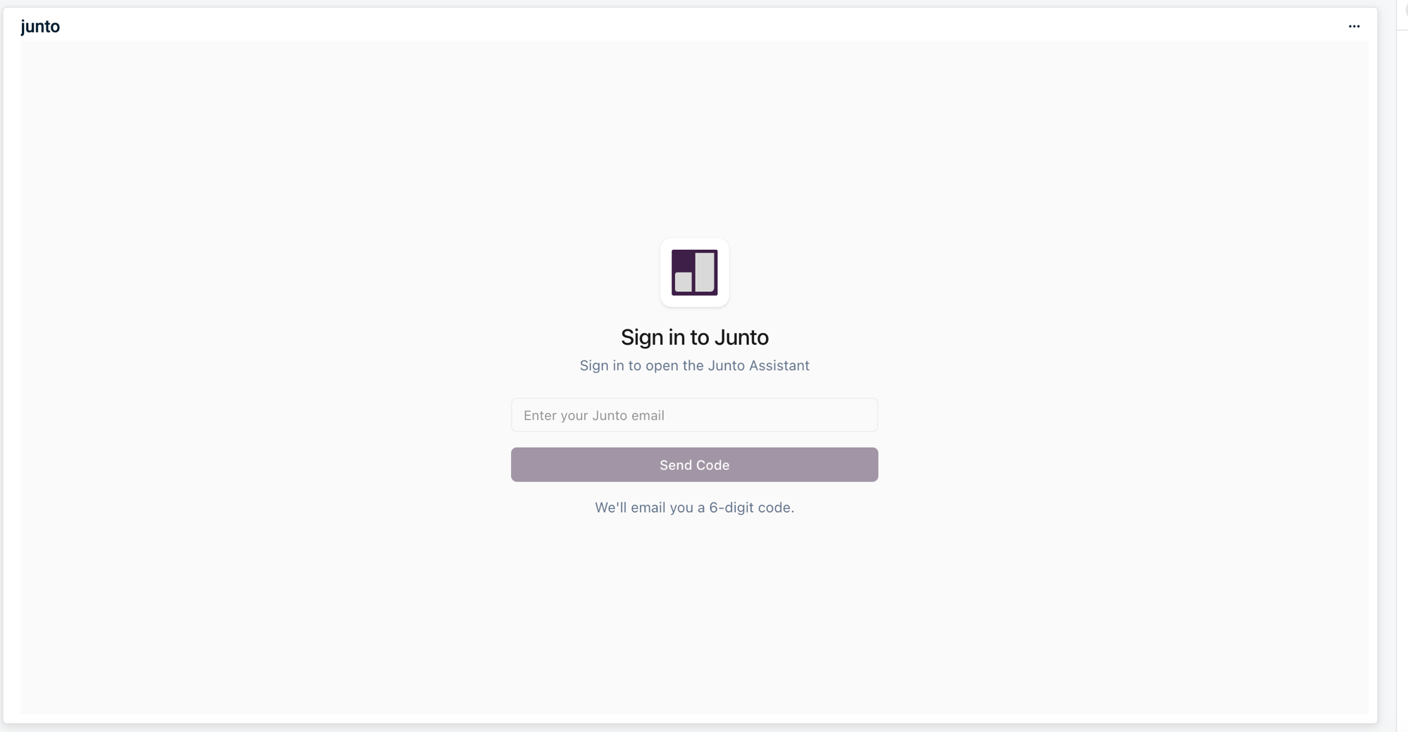 Junto widget on the Autotask home page showing the Sign in to Junto screen