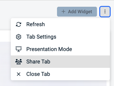 Tab options menu with Share Tab selected