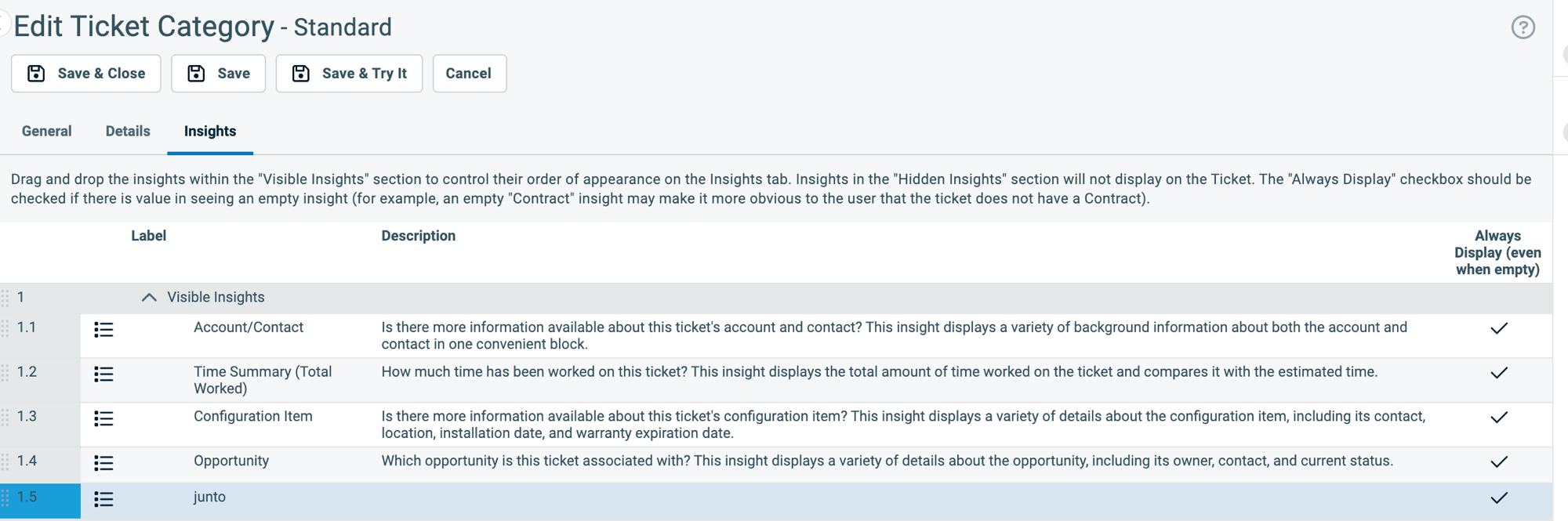 junto insight moved into the Visible Insights section