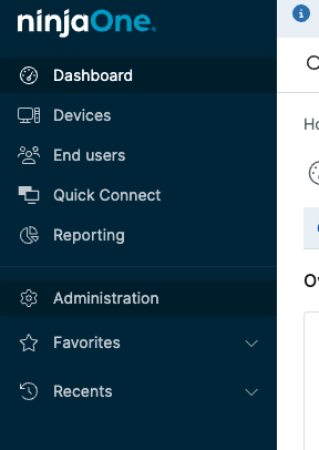 NinjaOne Administration menu